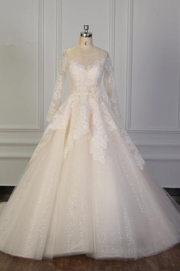 TsClothzone Exquisite Spitzenapplikationen Brautkleid Tüll mit langen Ärmeln Pailletten Brautkleid im Angebot