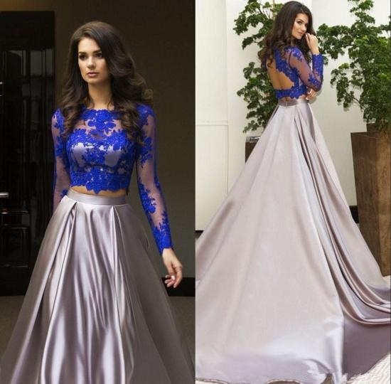Gorgeous Two Piece Formal Dress Long Sleeve Lace Evening Dress_4