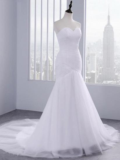 Strapless Sweetheart Mermaid Wedding Dresses | Lace Ruffles Tulle Bridal Gowns