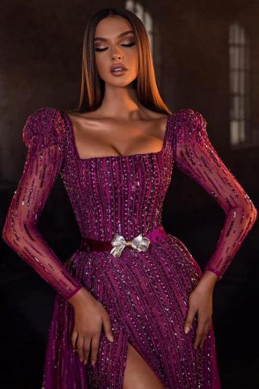 Purple Evening Dresses Long With Sleeves | prom dresses glitter_2