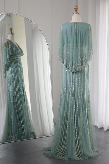 Luxuriöse glitzernde Pailletten, ärmellose lange Meerjungfrau-Abendkleider mit abnehmbarem Schal_2