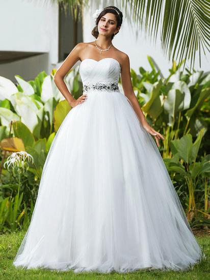 Gorgeous Ball Gown Wedding Dress Sweetheart Tulle Sleeveless Bridal Gowns Open Back On Sale_2