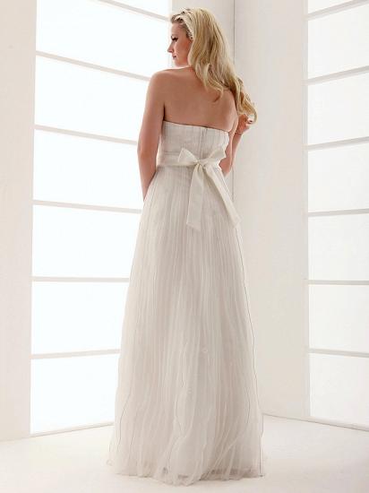 Elegant Sheath Wedding Dresses Strapless Organza Sleeveless Bridal Gowns On Sale_9