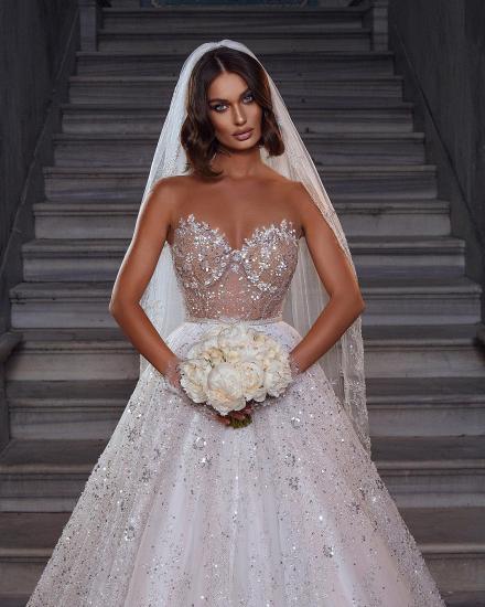 Charming Sweetheart Glitter Sequins Bridal Dress_2
