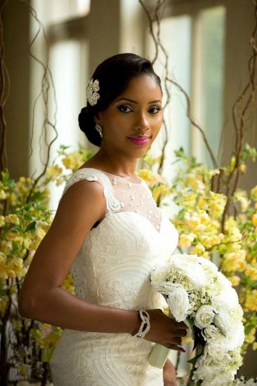Elegant Lace Sleeveless Wedding Dress Long Mermaid Bridal Gowns Online_3