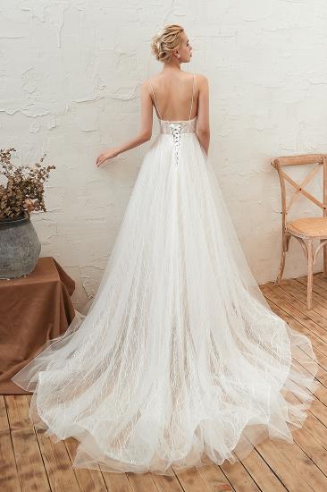 Harlan | Chic Deep V-neck White Tulle Princess Open back Wedding Dress with Court Train_2