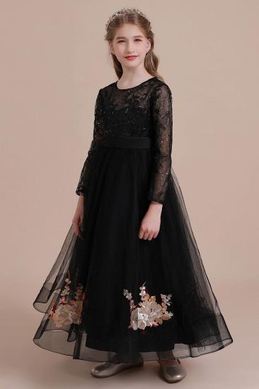 Amazing Long Sleeve Tulle Flower Girl Dress | Embroidered Little Girls Dress for Wedding_5