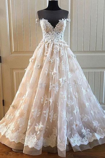 TsClothzone Elegant Creamy Lace Sweetheart Long Wedding Dress A Line Appliques Bridal Gowns On Sale