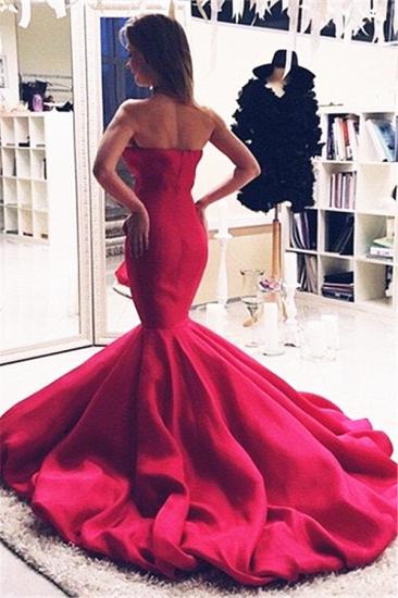 Sexy Mermaid 2022 Red Evening Dresses Sweetheart Satin Prom Dress_3