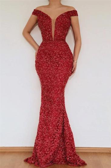 Burgundy Glamorous Mermaid Off The Shoulder Lace Appliques Prom Dress With Detachable Skirt_2
