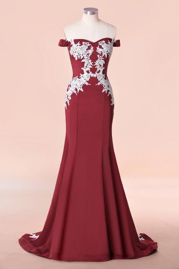 Mermaid Off The Shoulder Sweet Heart Lace Appliques Bridesmaid Dresses | Long Burgundy Gowns With Sweep Train
