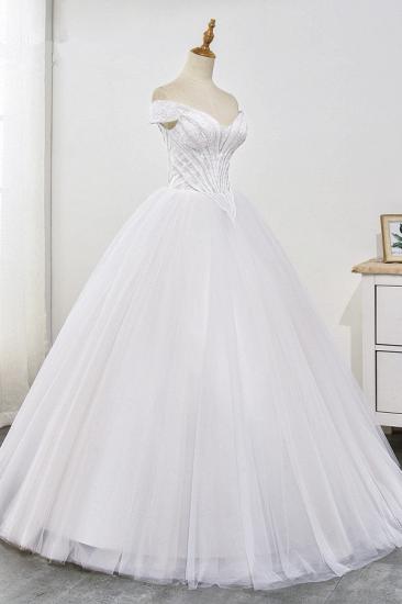 TsClothzone Stunning Off-the-Shoulder Ball Gown White Tulle Wedding Dress Sweetheart Sleeveless Beadings Bridal Gowns Online_4