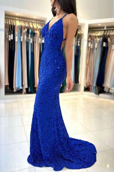 King Blue Evening Dresses Long Glitter | Simple prom dresses cheap_3