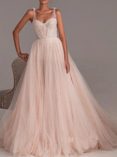 Romantic A-Line Wedding Dress Sweetheart Spaghetti Strap Lace Tulle 3/4 Sleeve Bridal Gowns in Color