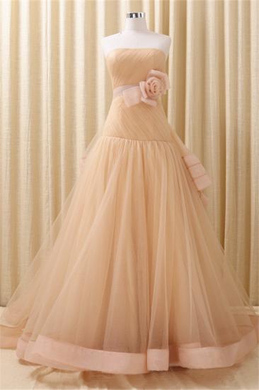 Strapless Lace-Up Organza 2022 Evening Dresses Tiered Flower Elegant Prom Gowns