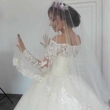 Elegant A-line Princess Lace Off The Shoulder Wedding Dresses| Floor Length Long Sleeves Bridal Gowns_3