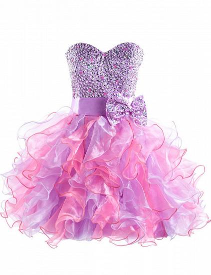 Cute Purple Sweetheart Short Homecoming Dress Latest Bowknot Crystal Ball Gown Cocktail Dresses_1
