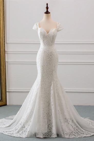 White High Waist Mermaid Off-the-shoulder Lace Wedding Dress