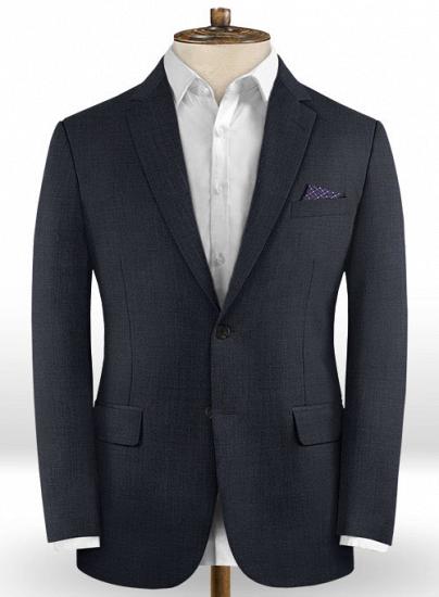 Shark skin blue notched lapel wool suit | two-piece suit_2
