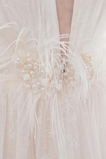 NANCY | A-line Sleeveless Floor Length Lace Ivory Wedding Dresses_13
