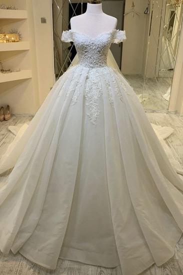 luxurious Off Shoulder  Appliques A-line Ball Gowns Princess Bridal Gowns