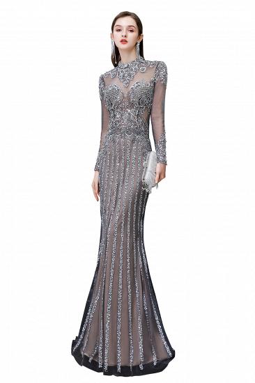 Luxury Sparkle Cap sleeves High neck Beads Long Prom Dresses_14