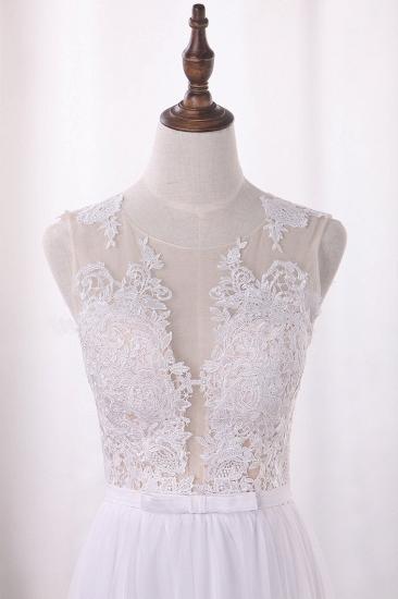 TsClothzone Elegant Jewel Tull Lace Wedding Dress Sleeveless Appliques Ruffles Bridal Gowns On Sale_2
