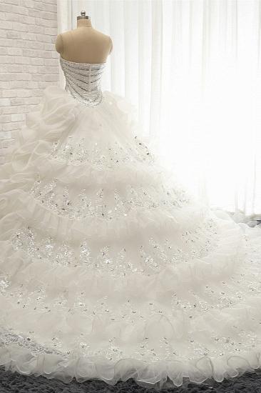 TsClothzone Glamorous Sweetheart White Pailletten Brautkleider mit Applikationen Tüll Rüschen Brautkleider Online_3