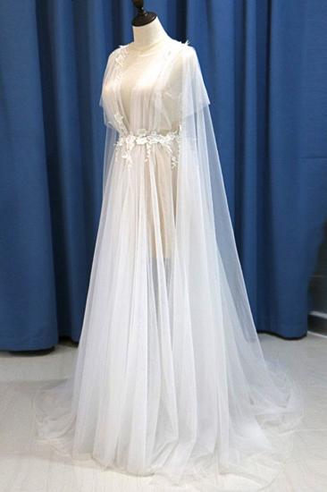 TsClothzone Glamouröses weißes Tüll-Strand-Hochzeitskleid mit V-Ausschnitt A-Linie Blumen-Brautkleider im Angebot_5