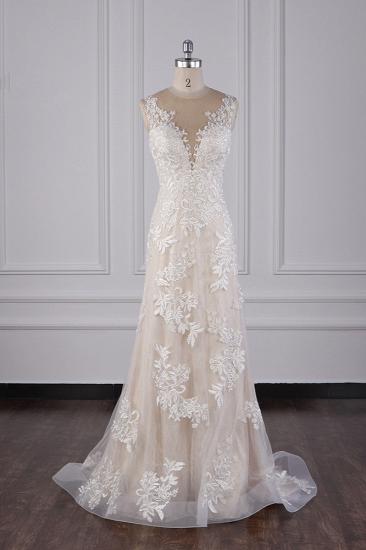 TsClothzone Elegant Jewel Tulle Lace Wedding Dress Appliques Sleeveless Mermaid Bridal Gowns Online_1