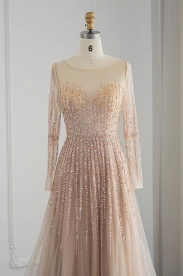 Erstaunliches Juwel-Pailletten-Abendkleid mit langen Ärmeln und Tüll-Aline-Abendkleid_8