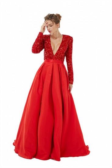 Charming Ruby V-Neck Long Sleeves A-line Prom Dress_2