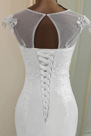 TsClothzone Elegant Jewel Ärmellose Meerjungfrau-Hochzeitskleider aus weißer Spitze mit Strassapplikationen_7