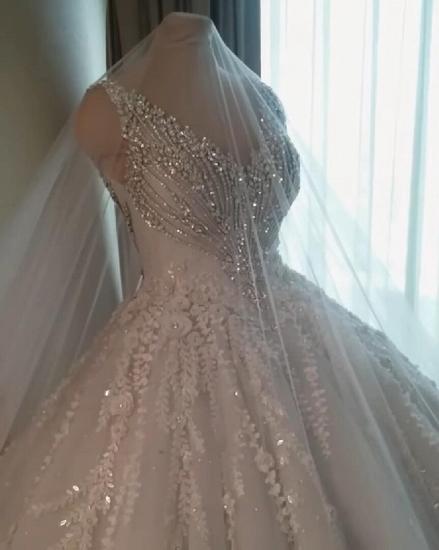 Sparkle V-neck Ball Gown Princess Bridal dresses for Wedding_6