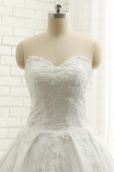 TsClothzone Glamorous Sweetheart A-line Tulle Wedding Dresses With Appliques White Ruffles Lace Bridal Gowns  Online_5