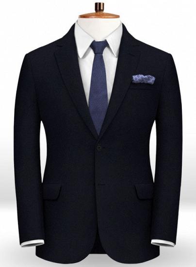 Dark navy blue flannel wool suit | two-piece suit_2