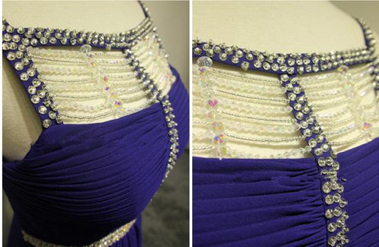 Dark Navy Spaghetti Strap Beading Prom Dresses Crystal Zipper Floor Length 2022 Evening Dresses_3