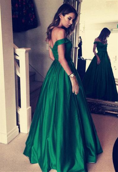 Elegant Off-the-Shoulder Evening Dress | Green Long Prom Dress_3