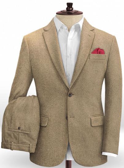 Hellbrauner Tweed-Anzug mit fallendem Revers ｜ zweiteiliger Anzug_1