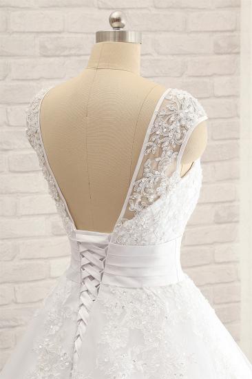 TsClothzone Affordable V-Neck Tulle Lace Wedding Dress A-Line Sleeveless Appliques Bridal Gowns with Beadings Online_6