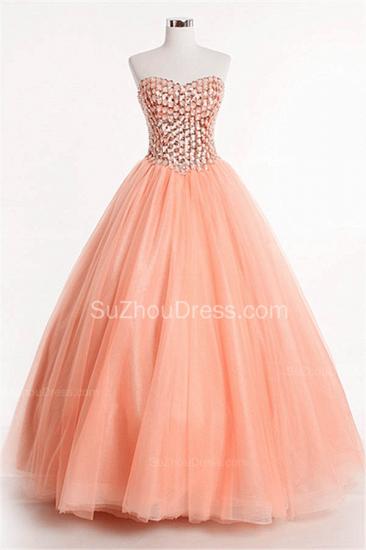 Latest Crystal Sweetheart Ball Gown Special Occassion Dresses Attractive Floor Length Tulle Quinceanera Dress_5