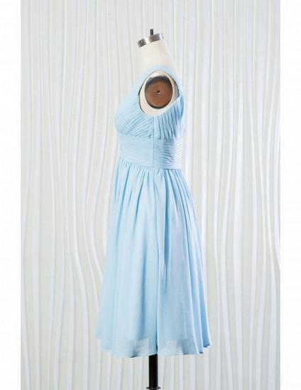 V-neck Sky Blue Short Chiffon Bridesmaid Dress_3