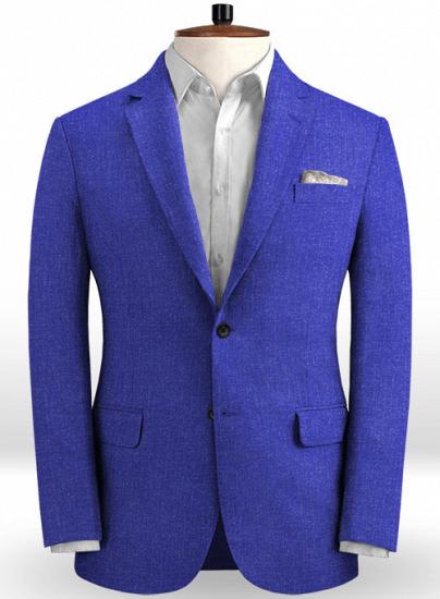 Casual business cobalt blue linen suit_2