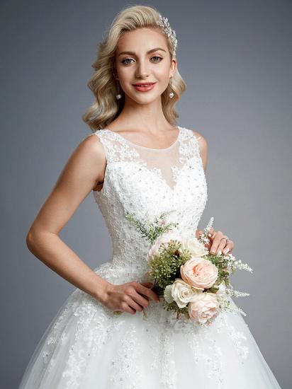 Formal Ball Gown Wedding Dresses Jewel Lace Tulle Straps Casual Backless Bridal Gowns Online_9