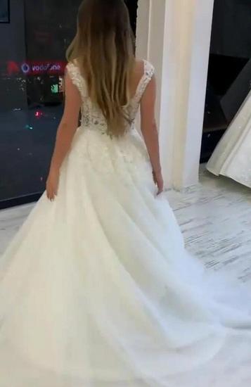 Elegant Aline Wedding Dress  Floral Lace Off Shoulder ulle Bridal Dress_2