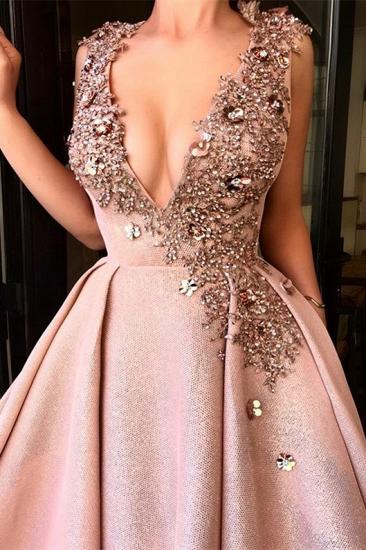 Sexy Deep V-Neck Sleeveless Prom Dresses 2022 | Glamorous A-Line Crystal Evening Dresses Long_2