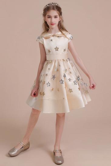 Pretty Cap Sleeve Tulle Flower Girl Dress | Star Sequins Little Girls Pegeant Dress Online_5