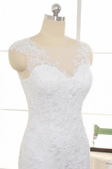 TsClothzone Gorgeous White Mermaid Lace Wedding Dresses With Appliques Jewel Sleeveless Bridal Gowns Online_5