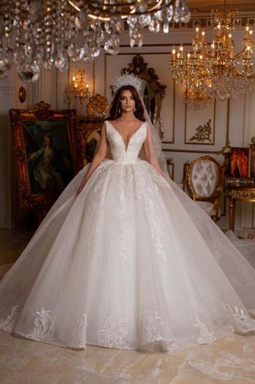 Designer Wedding Dress V Neckline | Wedding dresses A line lace_1
