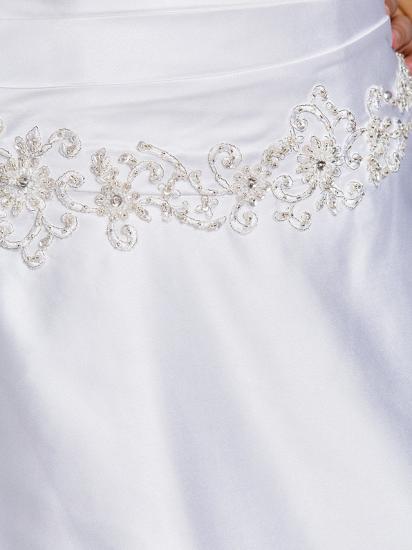 A-Line Wedding Dress Strapless Satin Strapless Bridal Gowns Romantic Illusion Detail Court Train_9